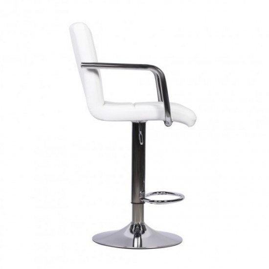 Барный стул HATTA Dublin Arm Eco Chrome Белый Барный стул HATTA Dublin Arm Eco Chrome Белый