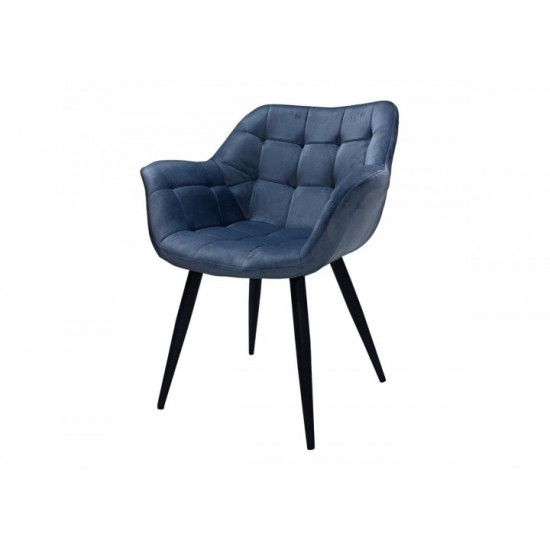 Upholstered velor dining chair Intarsio ELEGANTE black metal frame / gray fabric Upholstered velor dining chair Intarsio ELEGANTE black metal frame / gray fabric