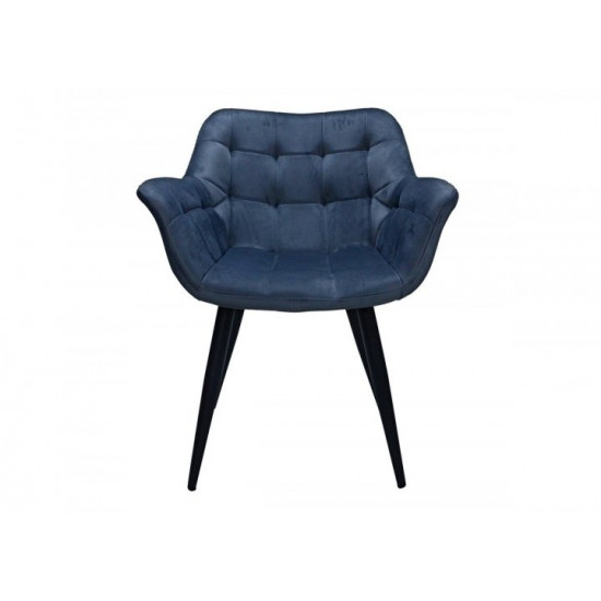 Upholstered velor dining chair Intarsio ELEGANTE black metal frame / gray fabric Upholstered velor dining chair Intarsio ELEGANTE black metal frame / gray fabric