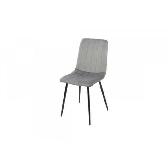 Soft velor dining chair Intarsio ETHAN black metal frame / gray fabric Soft velor dining chair Intarsio ETHAN black metal frame / gray fabric