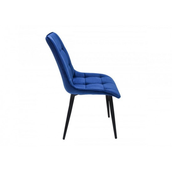 Upholstered velor dining chair Intarsio CHARLIE black metal frame / blue fabric Upholstered velor dining chair Intarsio CHARLIE black metal frame / blue fabric