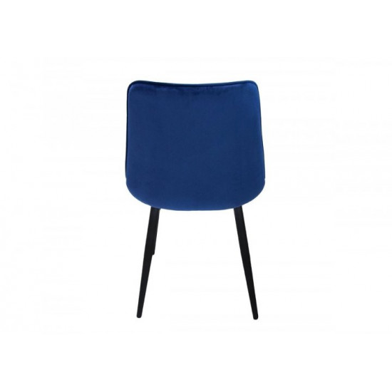 Upholstered velor dining chair Intarsio CHARLIE black metal frame / blue fabric Upholstered velor dining chair Intarsio CHARLIE black metal frame / blue fabric