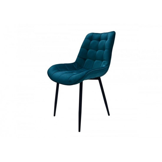 Soft velor dining chair Intarsio LION black metal frame / dark turquoise fabric Soft velor dining chair Intarsio LION black metal frame / dark turquoise fabric
