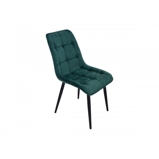 Upholstered velor dining chair Intarsio CHARLIE black metal frame / green fabric Upholstered velor dining chair Intarsio CHARLIE black metal frame / green fabric