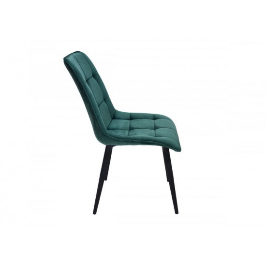 Upholstered velor dining chair Intarsio CHARLIE black metal frame / green fabric Upholstered velor dining chair Intarsio CHARLIE black metal frame / green fabric
