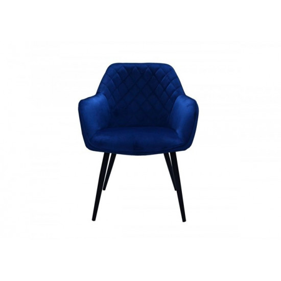 Soft velor dining chair Intarsio VENICE black metal frame / blue fabric Soft velor dining chair Intarsio VENICE black metal frame / blue fabric