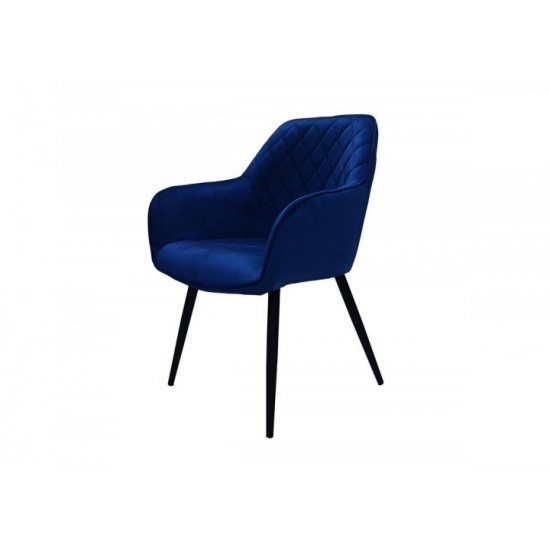 Soft velor dining chair Intarsio VENICE black metal frame / blue fabric Soft velor dining chair Intarsio VENICE black metal frame / blue fabric
