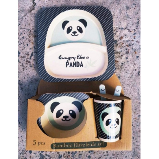 Set of children's bamboo dishes Bamboo Fiber kids set Panda Panda 5 in 1 Set of children's bamboo dishes Bamboo Fiber kids set Panda Panda 5 in 1