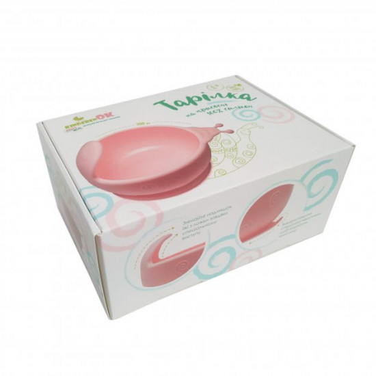 Силиконовая тарелка на присоске Kinderenok Happy Meal розовая Силиконовая тарелка на присоске Kinderenok Happy Meal розовая