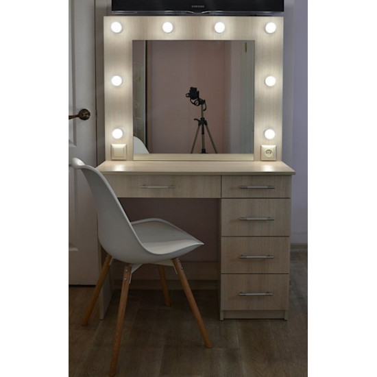 Dressing table 5 drawers and mirror Zerka height 160 cm light Chamonix oak Dressing table 5 drawers and mirror Zerka height 160 cm light Chamonix oak