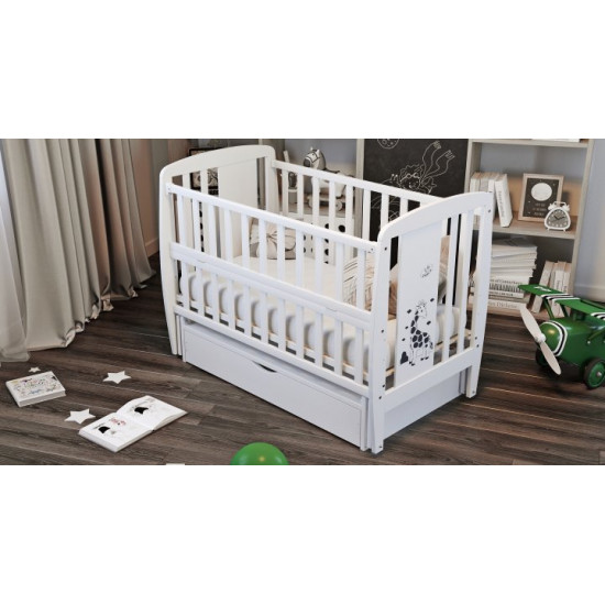 Children's bed Dubik-M Giraffe with drawer, white Children's bed Dubik-M Giraffe with drawer, white