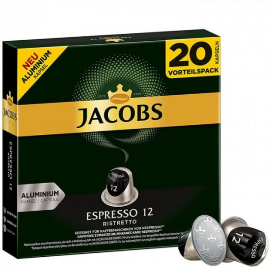 Coffee capsules Jacobs Espresso 12 Ristretto, 20 Nespresso capsules Coffee capsules Jacobs Espresso 12 Ristretto, 20 Nespresso capsules