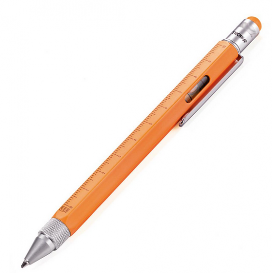 Troika Construction multi-tasking ballpoint pen with stylus; ruler; screwdriver and level; orange Troika Construction multi-tasking ballpoint pen with stylus; ruler; screwdriver and level; orange