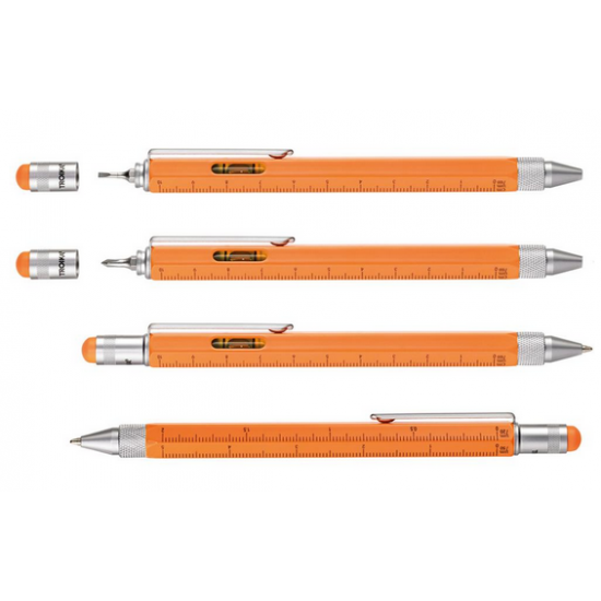 Troika Construction multi-tasking ballpoint pen with stylus; ruler; screwdriver and level; orange Troika Construction multi-tasking ballpoint pen with stylus; ruler; screwdriver and level; orange