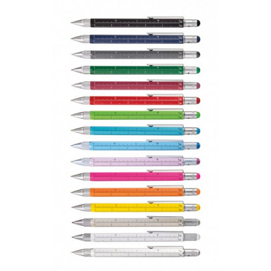 Troika Construction multi-tasking ballpoint pen with stylus; ruler; screwdriver and level; coral Troika Construction multi-tasking ballpoint pen with stylus; ruler; screwdriver and level; coral