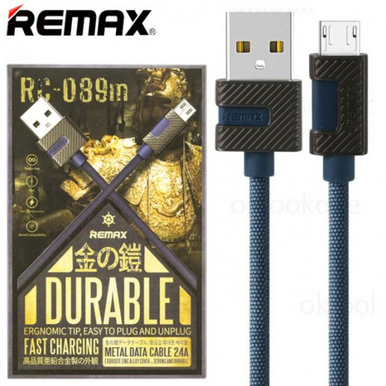 USB кабель Remax RC-089m Metal micro USB синій USB кабель Remax RC-089m Metal micro USB синій