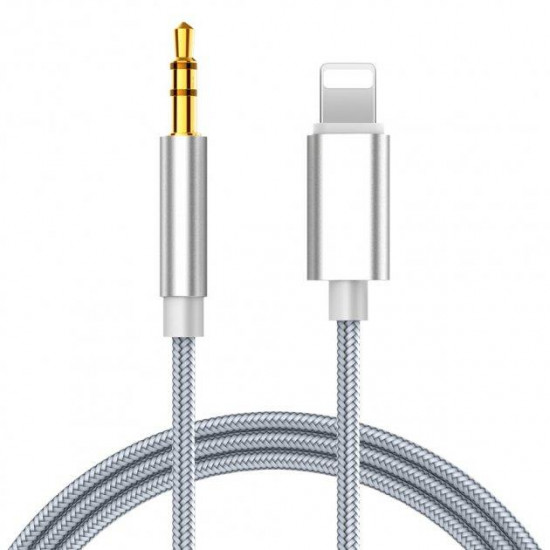 AUX cable Audio Alitek Lightning - 3.5 mm Gray nylon, 1 m