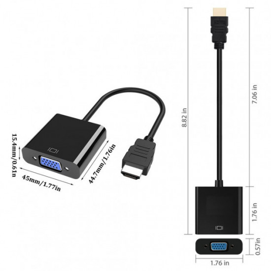 Adapter cable SUNROZ HDMI - VGA adapter, Black (A48366)