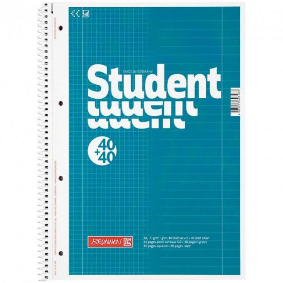 Brunnen DUO college block line A4 spiral 80 sheets (39772) Brunnen DUO college block line A4 spiral 80 sheets (39772)