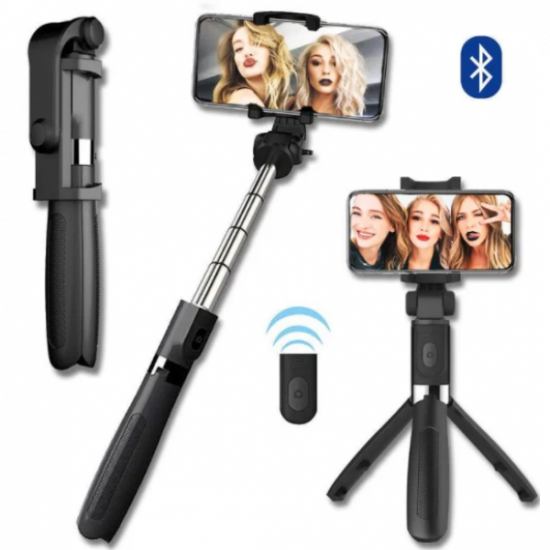 Селфі палиця штатив тринога для телефону Bluetooth з пультом Selfie Stick L01 Чорний Селфі палиця штатив тринога для телефону Bluetooth з пультом Selfie Stick L01 Чорний