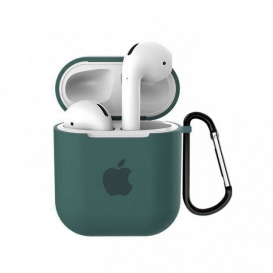 Чохол для AirPods/AirPods 2 silicone case with Apple Pine green Чохол для AirPods/AirPods 2 silicone case with Apple Pine green