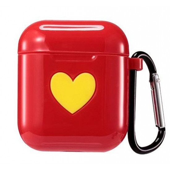 Чохол для AirPods/AirPods 2 silicone case Love з карабіном red Чохол для AirPods/AirPods 2 silicone case Love з карабіном red