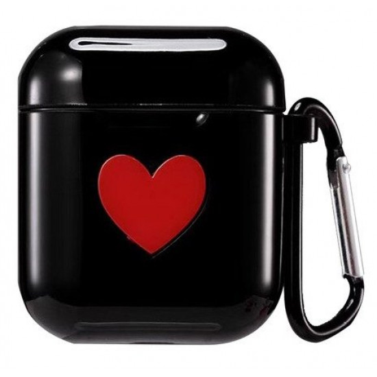 Чохол для AirPods/AirPods 2 silicone case Love з карабіном black Чохол для AirPods/AirPods 2 silicone case Love з карабіном black