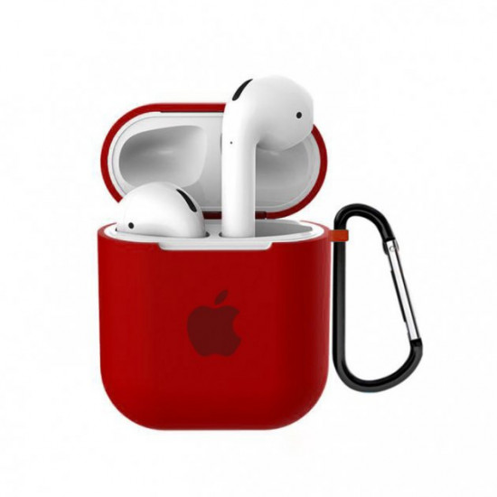 Чохол для AirPods/AirPods 2 silicone case with Apple Red Чохол для AirPods/AirPods 2 silicone case with Apple Red