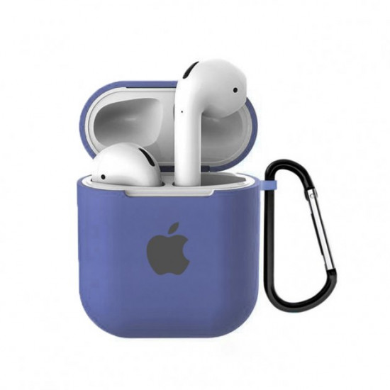 Чохол для AirPods/AirPods 2 silicone case with Apple Lavender grey Чохол для AirPods/AirPods 2 silicone case with Apple Lavender grey