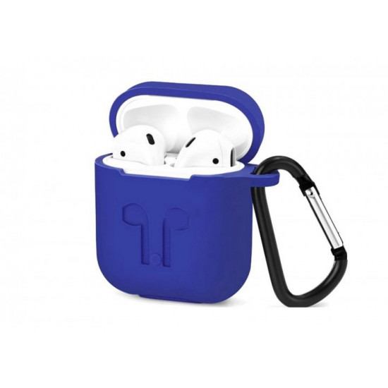 Чохол для AirPods/AirPods 2 silicone case logo royal blue з карабіном Чохол для AirPods/AirPods 2 silicone case logo royal blue з карабіном