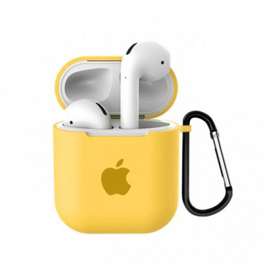 Чохол для AirPods/AirPods 2 silicone case with Apple Yellow Чохол для AirPods/AirPods 2 silicone case with Apple Yellow