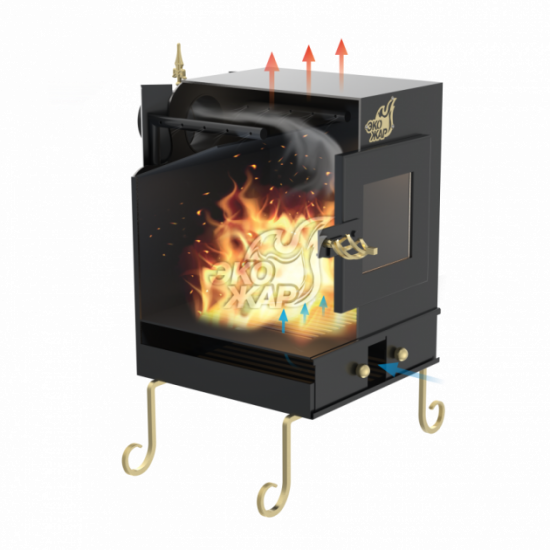 Stove-fireplace Ecozhar Comfort Plus, with afterburning chamber for secondary gases (steel 4mm) Stove-fireplace Ecozhar Comfort Plus, with afterburning chamber for secondary gases (steel 4mm)