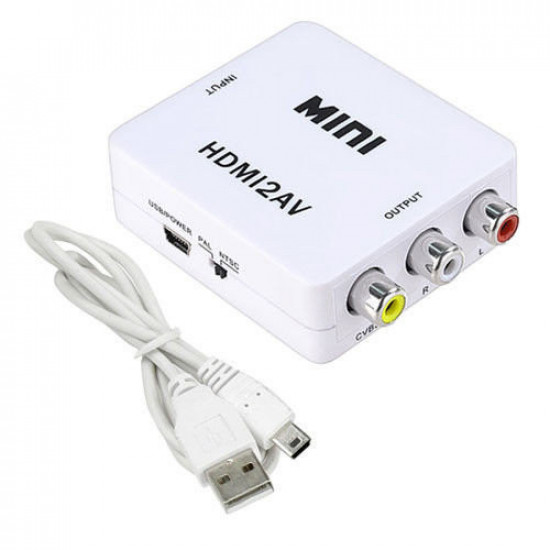 HDMI - AV RCA конвертер відео, аудіо, білий