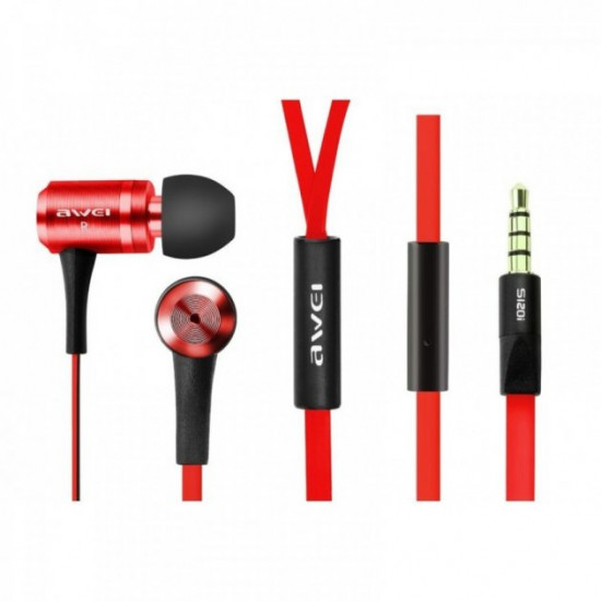 Наушники проводные AWEI ES-120i red 3.5мм 1.2м Наушники проводные AWEI ES-120i red 3.5мм 1.2м