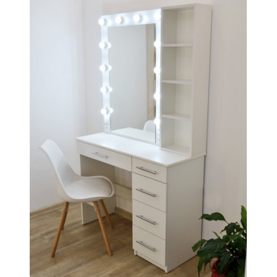 Dressing table 5 drawers and mirror with shelves Zerka height 180 cm white Dressing table 5 drawers and mirror with shelves Zerka height 180 cm white