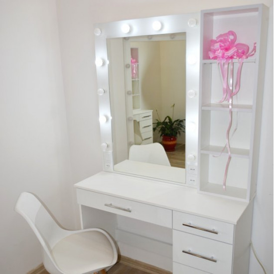 Dressing table 5 drawers and mirror with shelves Zerka height 180 cm white Dressing table 5 drawers and mirror with shelves Zerka height 180 cm white