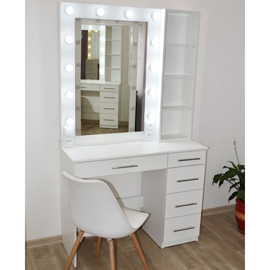 Dressing table 5 drawers and mirror with shelves Zerka height 180 cm white Dressing table 5 drawers and mirror with shelves Zerka height 180 cm white
