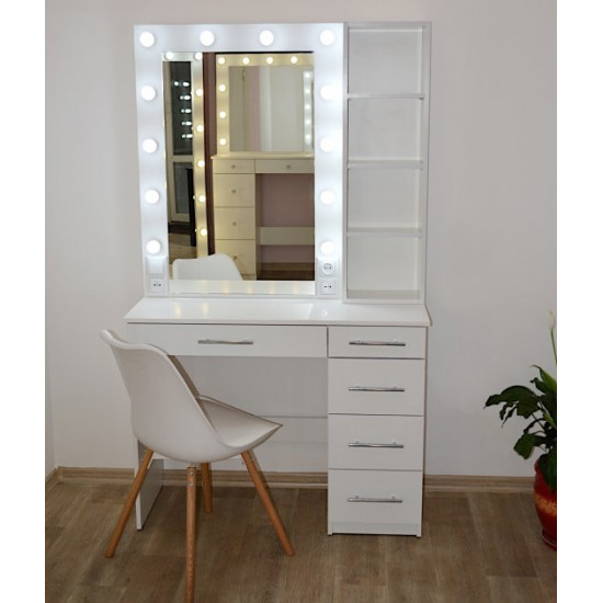 Dressing table 5 drawers and mirror with shelves Zerka height 180 cm white Dressing table 5 drawers and mirror with shelves Zerka height 180 cm white