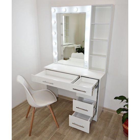 Dressing table 5 drawers and mirror with shelves Zerka height 180 cm white Dressing table 5 drawers and mirror with shelves Zerka height 180 cm white