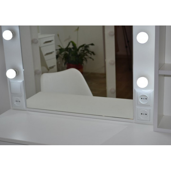 Dressing table 5 drawers and mirror with shelves Zerka height 180 cm white Dressing table 5 drawers and mirror with shelves Zerka height 180 cm white
