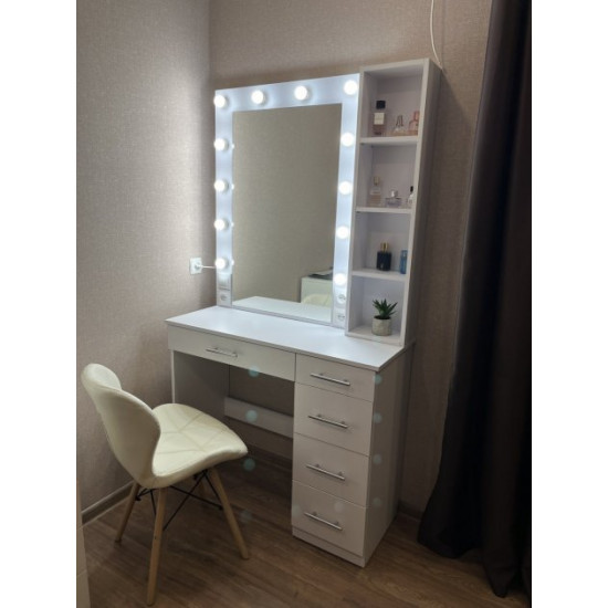 Dressing table 5 drawers and mirror with shelves Zerka height 180 cm white Dressing table 5 drawers and mirror with shelves Zerka height 180 cm white