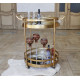 Gold serving table on wheels made of metal with mirror finish. Grand Present 96018 Gold serving table on wheels made of metal with mirror finish. Grand Present 96018
