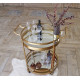 Gold serving table on wheels made of metal with mirror finish. Grand Present 96018 Gold serving table on wheels made of metal with mirror finish. Grand Present 96018