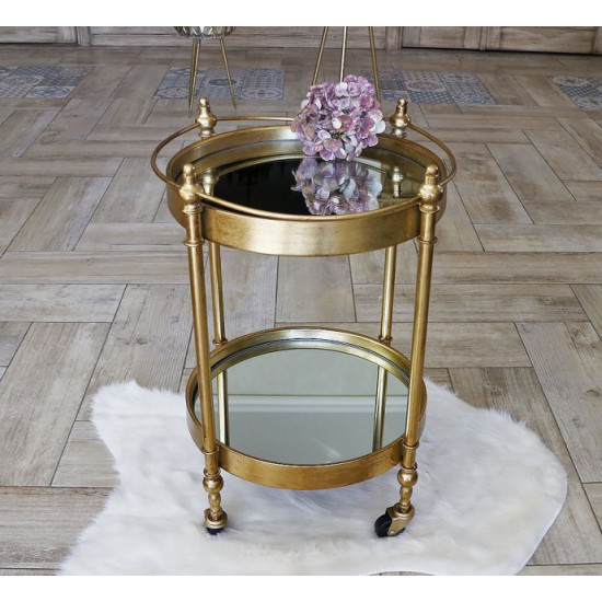 Serving table on wheels made of metal with mirror top Grand Present 96022 Serving table on wheels made of metal with mirror top Grand Present 96022
