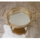 Gold serving table on wheels made of metal with mirror finish. Grand Present 96018 Gold serving table on wheels made of metal with mirror finish. Grand Present 96018