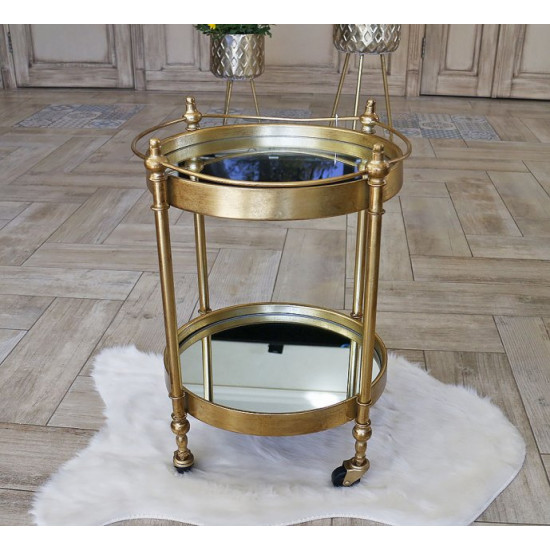 Serving table on wheels made of metal with mirror top Grand Present 96022 Serving table on wheels made of metal with mirror top Grand Present 96022