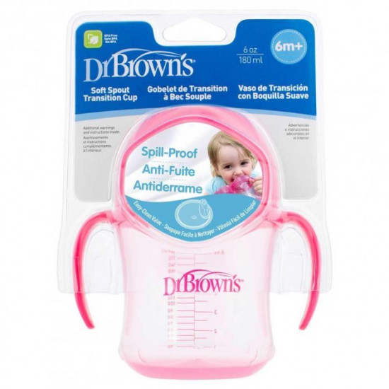 Чашка-поїльник Dr. Browns з м'яким носиком; Колір - рожевий (TC61003-INTL) Чашка-поїльник Dr. Browns з м'яким носиком; Колір - рожевий (TC61003-INTL)