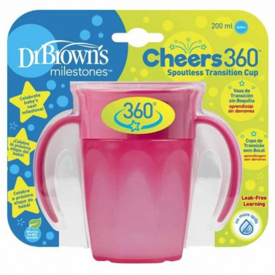 Чашка-непроливайка Dr. Browns із ручками 360; Колір - рожевий (TC71003-INTL) Чашка-непроливайка Dr. Browns із ручками 360; Колір - рожевий (TC71003-INTL)