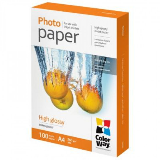 Paper ColorWay A4, 260g, glossy, 100l, card pack. (PG260100A4) Paper ColorWay A4, 260g, glossy, 100l, card pack. (PG260100A4)