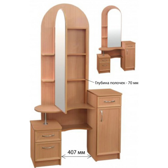 Dressing table Camellia 2 with mirror door MDF lining decor MAXI-FURNITURE Beech(12527) Dressing table Camellia 2 with mirror door MDF lining decor MAXI-FURNITURE Beech(12527)